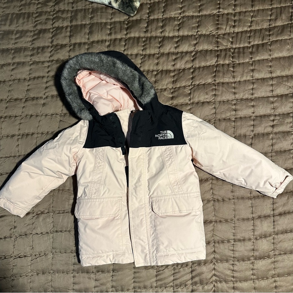 The North Face Light Pink and Black Toddler Jacket